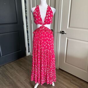 Rococo Sand Vega Barbiecore Maxi Dress in Hot Pink with Silver Stars Size M